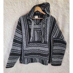 Black & White Knitted Sweater Hoodie, Size Small